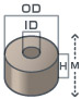 アルニコ磁石リング型の寸法