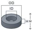 異方性フェライト磁石リング型の寸法