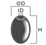 フェライト鏡面磁石ダ円球タイプの寸法