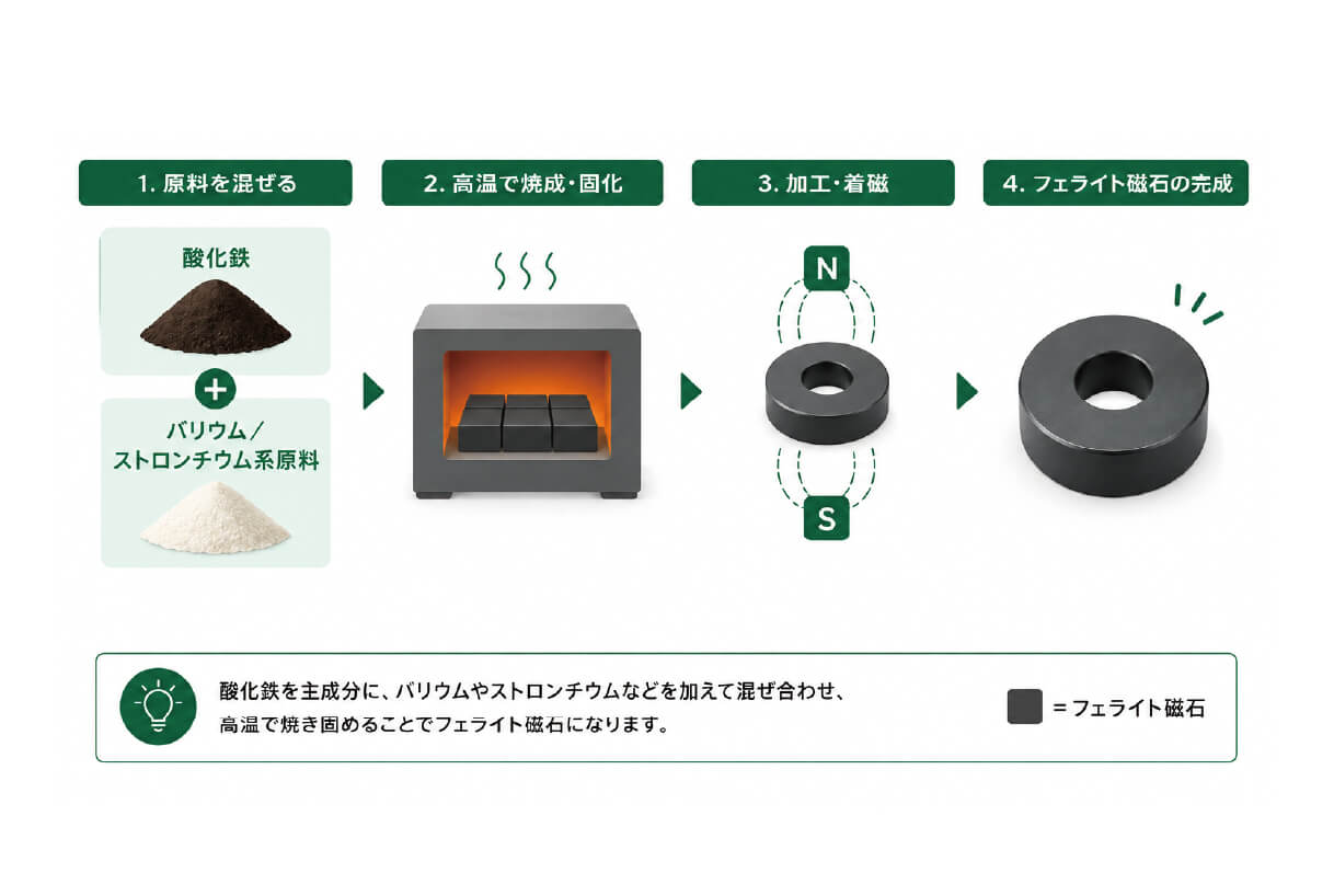 フェライト磁石ができるまで